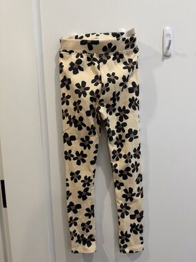 Zara Beige Leggings with Black Floral Print